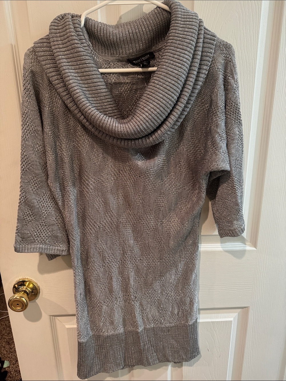 White House Black Market Gray Cowl Neck Sweater